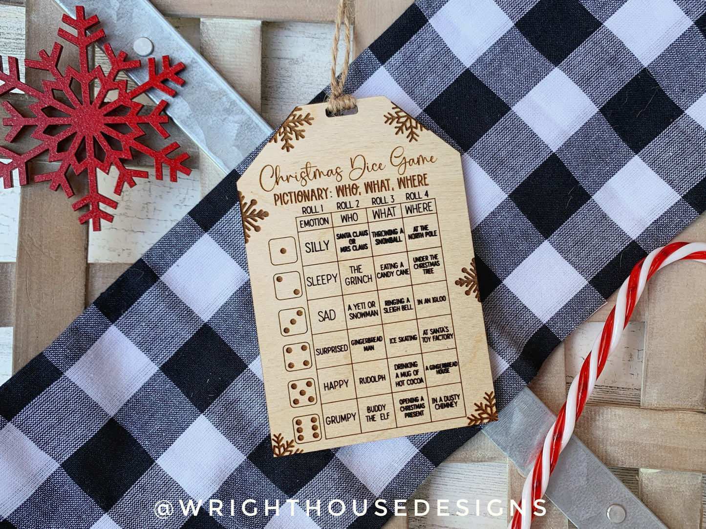 Christmas Dice Game Tags Set 1 - Laser Engraved Stocking Stuffer Gifts - Pass The Present - Cut File For Glowforge Lasers - Digital SVG File