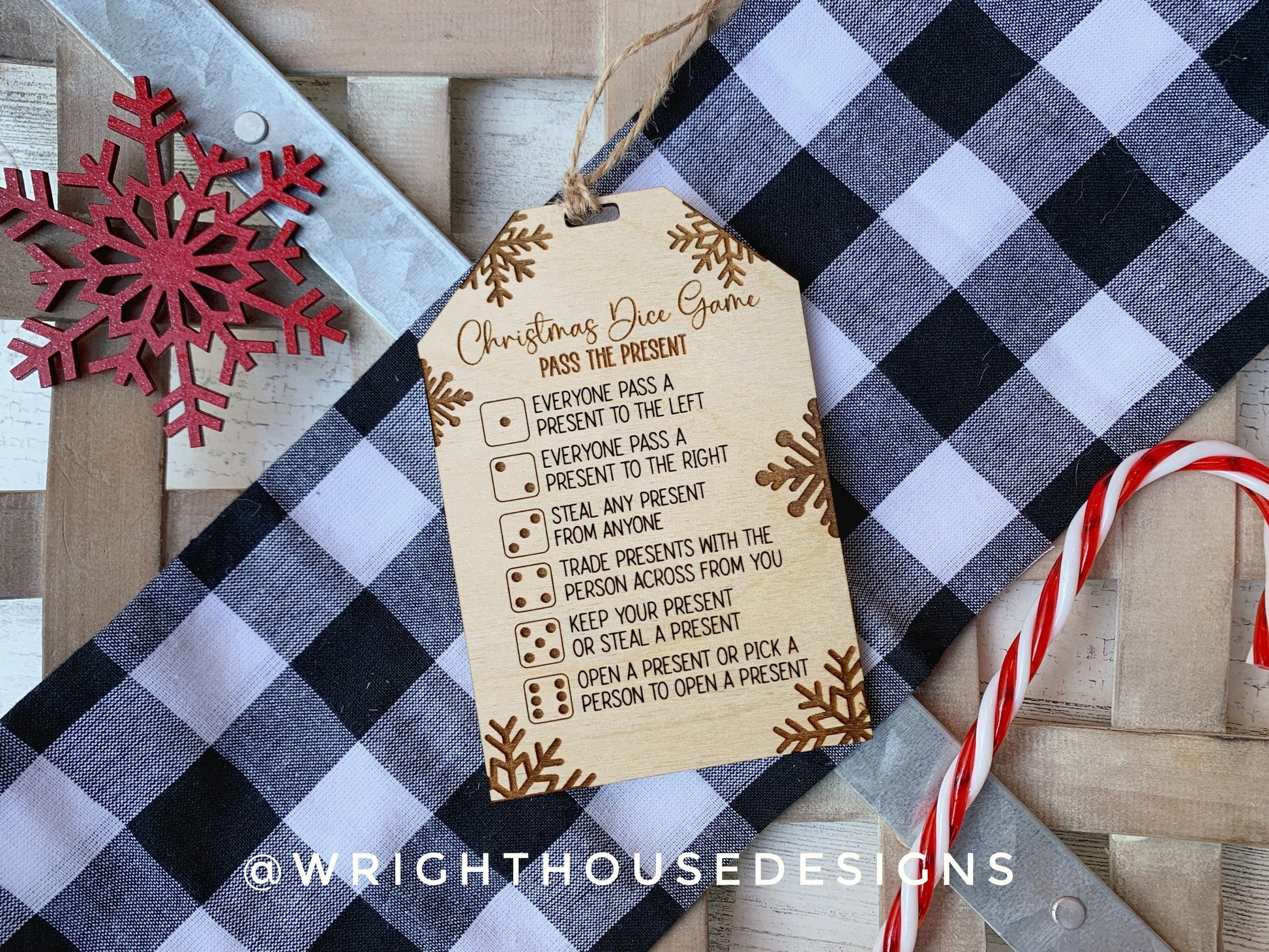 Christmas Dice Game Tags Set 1 - Laser Engraved Stocking Stuffer Gifts - Pass The Present - Cut File For Glowforge Lasers - Digital SVG File