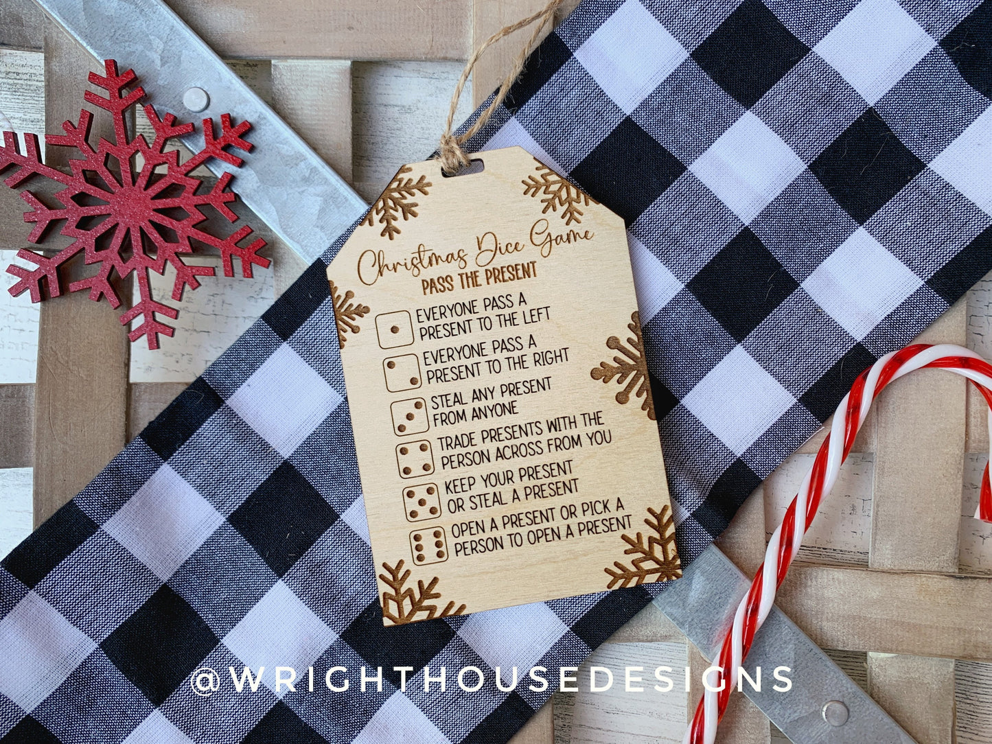 Christmas Dice Game Tags Set 1 - Laser Engraved Stocking Stuffer Gifts - Pass The Present - Cut File For Glowforge Lasers - Digital SVG File