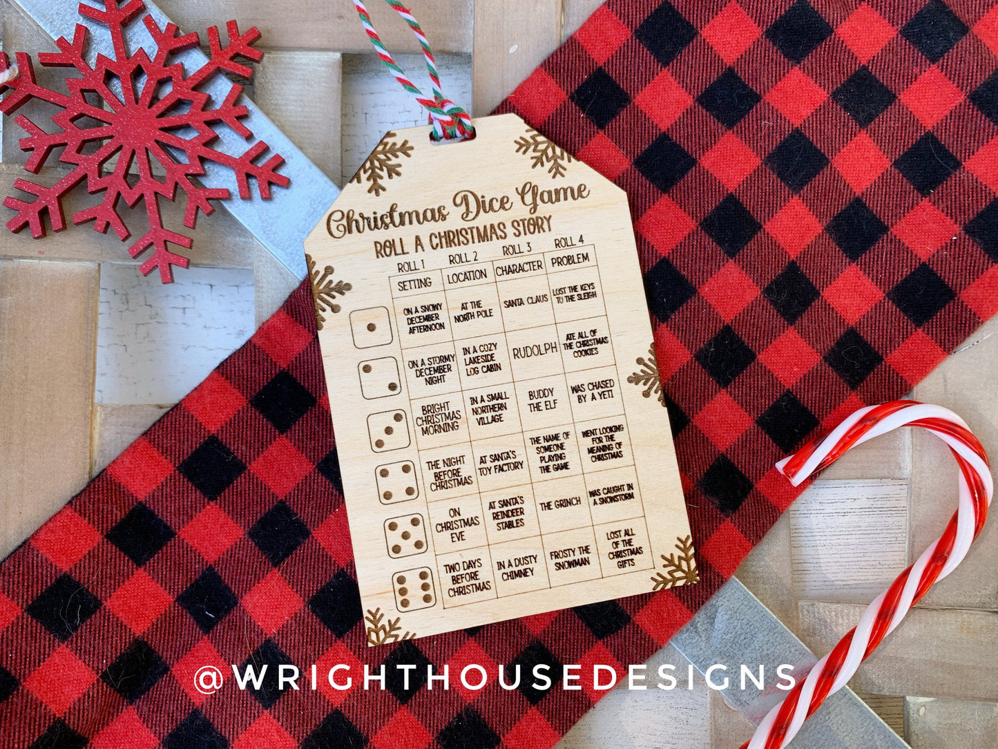 Christmas Dice Game Tags Set 2 - Laser Engraved Stocking Stuffer Gifts - Pass The Present - Cut File For Glowforge Lasers - Digital SVG File