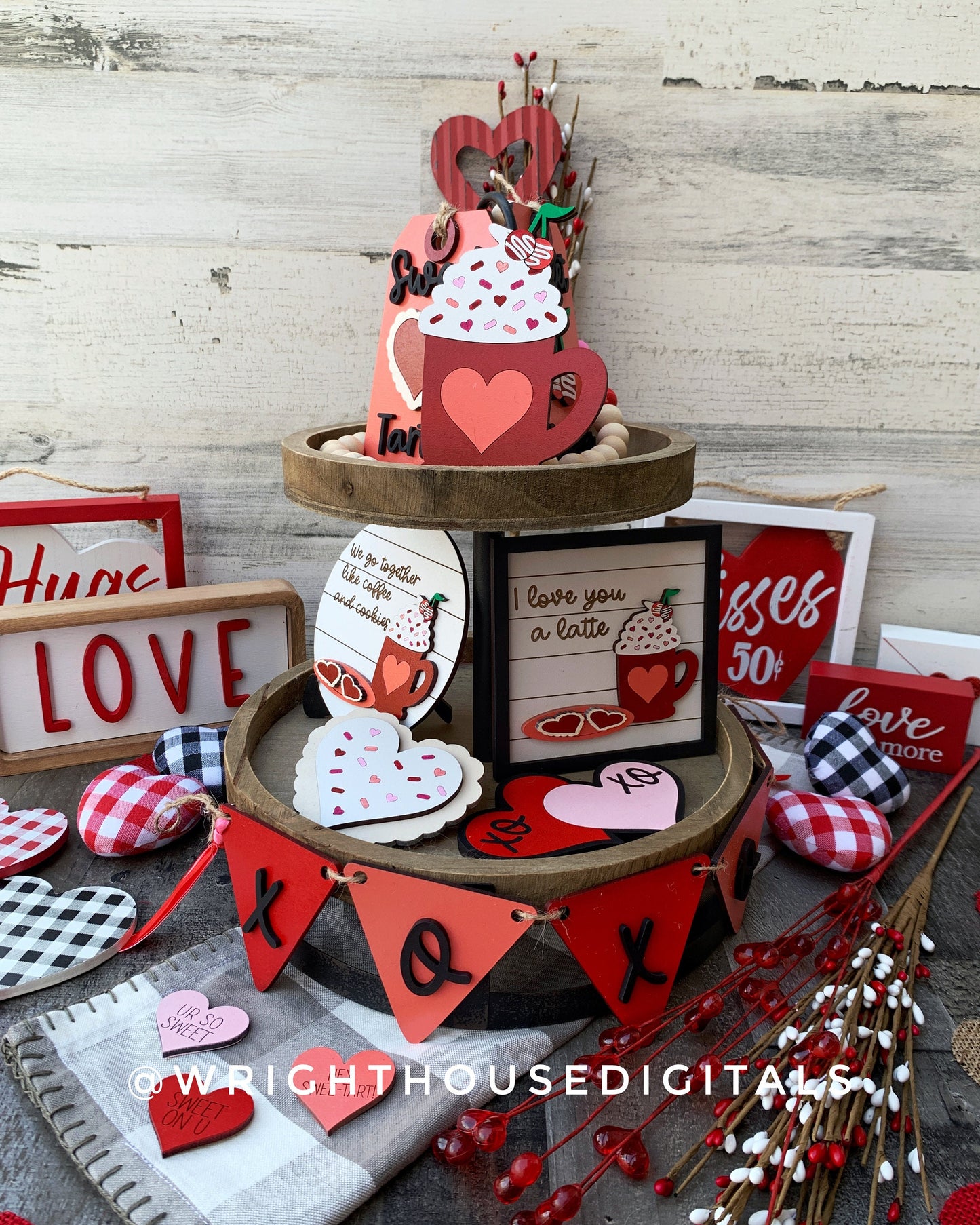 Valentine’s Day - Love You A Latte - Sweet Tart Diy Tier Tray Set - Files for Sign Making - SVG Cut File For Glowforge - Digital File