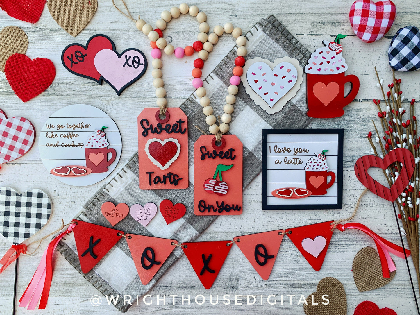 Valentine’s Day - Love You A Latte - Sweet Tart Diy Tier Tray Set - Files for Sign Making - SVG Cut File For Glowforge - Digital File