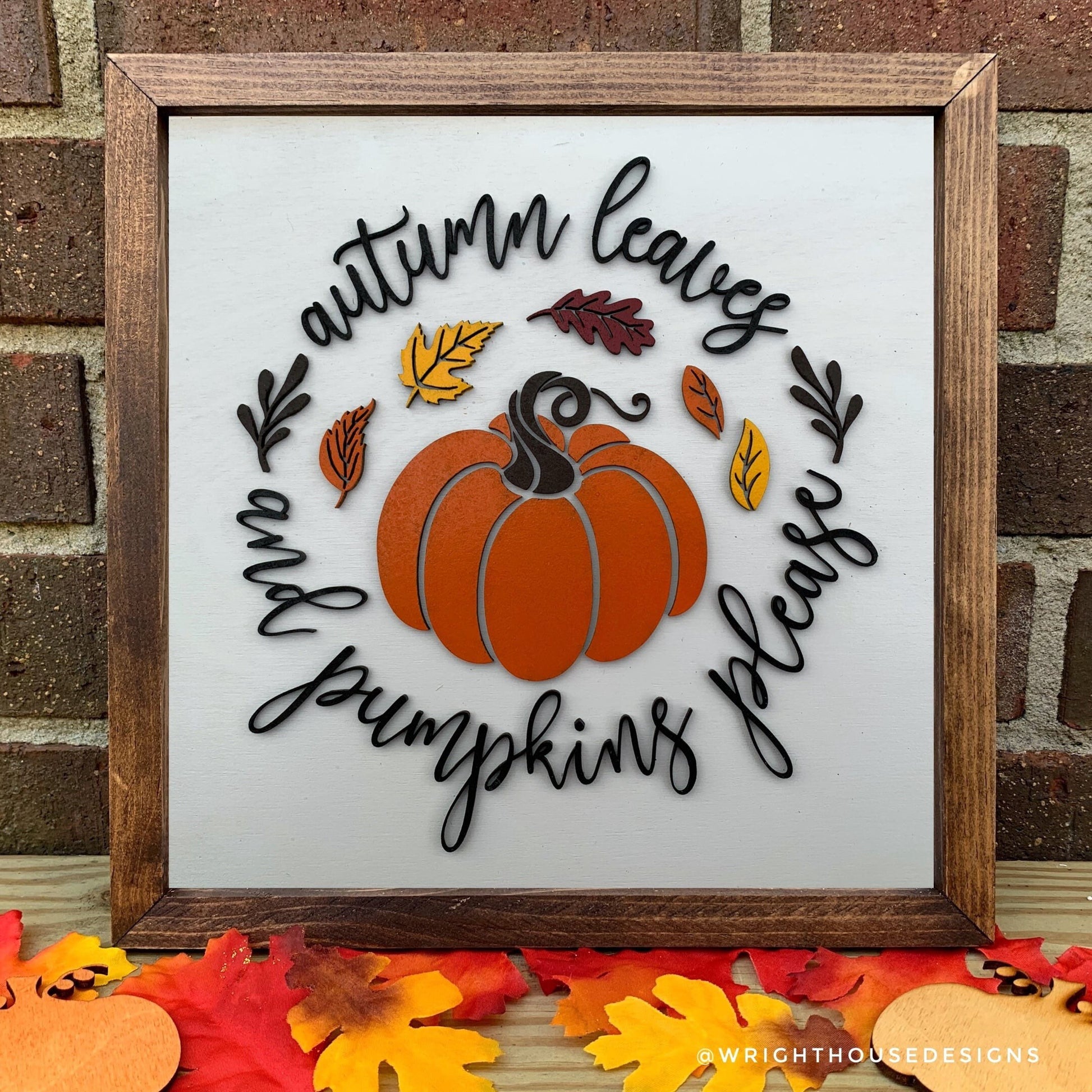 Autumn Leaves and Pumpkins Please - Wooden Coffee Bar Sign - Cottagecore Home and Kitchen Decor - Console Table Decor - Seasonal Wall Art