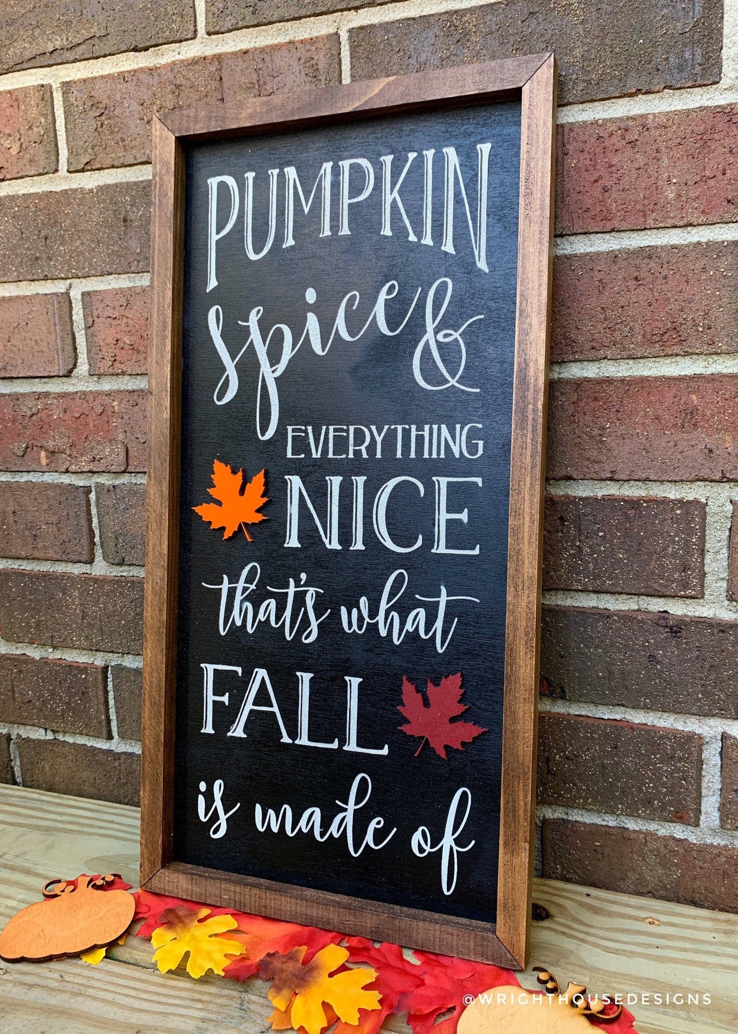 Pumpkin Spice and Everything Nice - Coffee Bar Sign - Country Cottagecore - Fall Farmhouse Home Decor - Entry Table Decor - Framed Wall Art