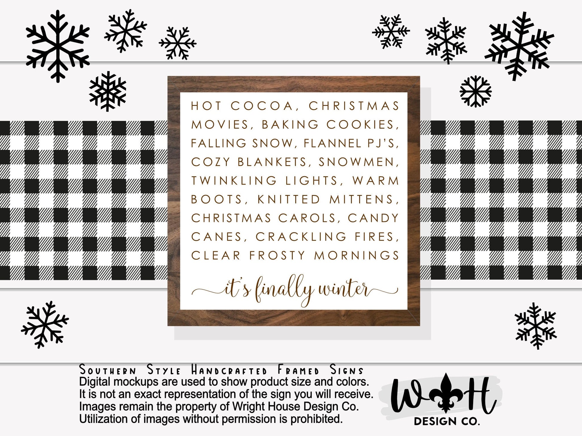 It’s Finally Winter Checklist - Coffee Bar Sign - Seasonal Home and Kitchen Decor - Handcrafted Wooden Framed Wall Art - Holiday Decorations