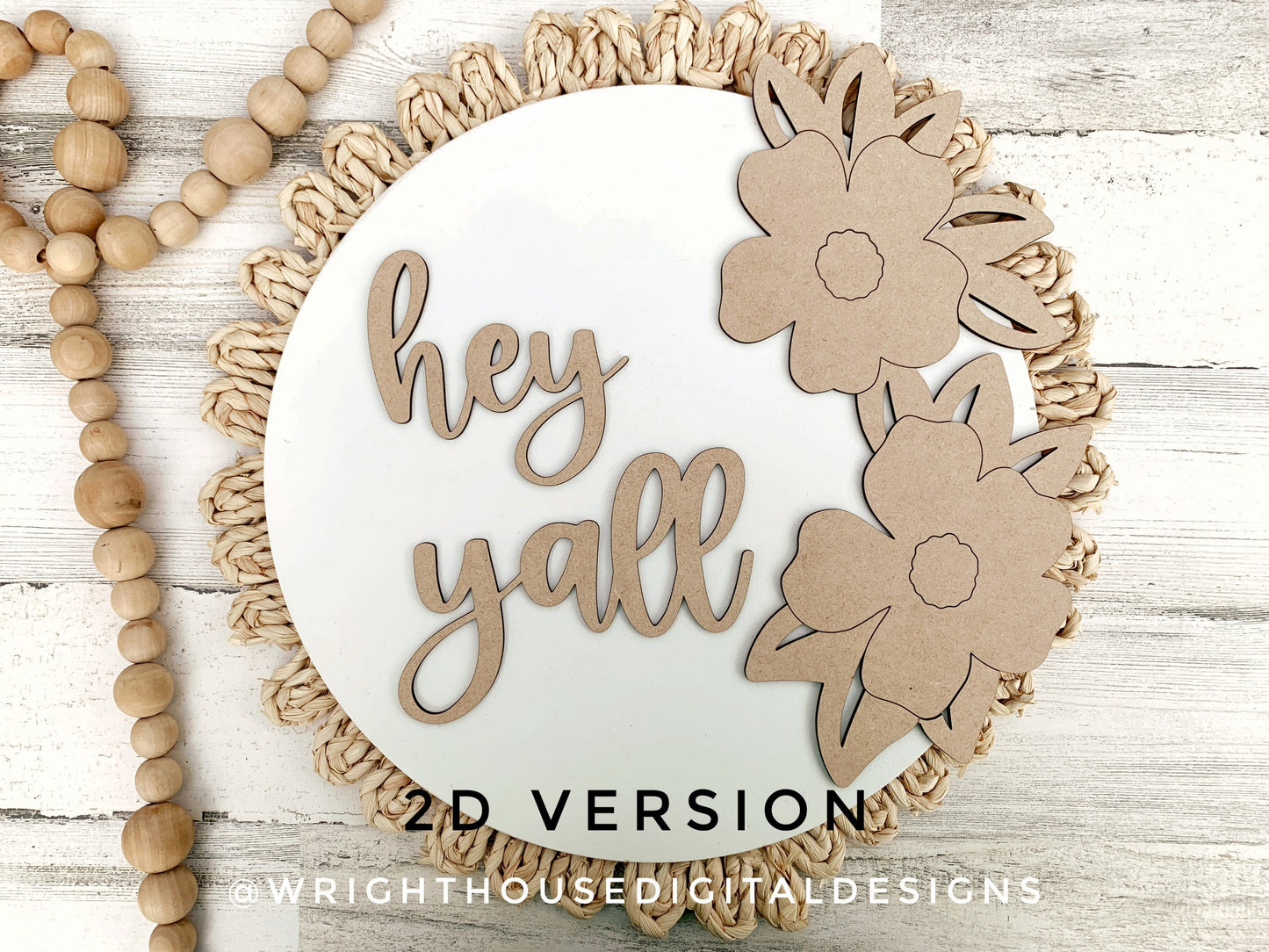 Hey Ya'll Magnolia Blooms Shelf Sitter - Seasonal Floral Sign Making and DIY Kits - Cut File For Glowforge Lasers - Digital SVG File