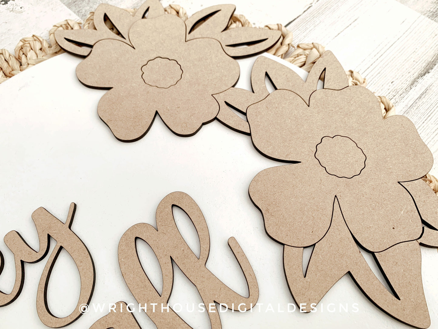 Hey Ya'll Magnolia Blooms Shelf Sitter - Seasonal Floral Sign Making and DIY Kits - Cut File For Glowforge Lasers - Digital SVG File