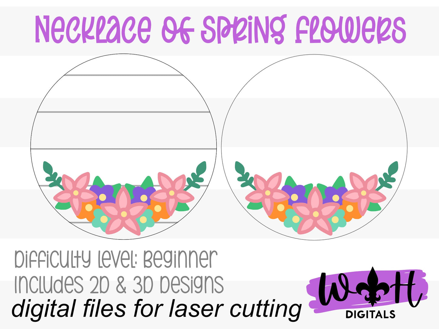 A Necklace of Spring Flowers Round Door Hanger - Spring Floral Sign Making and DIY Kits - Cut File For Glowforge Laser - Digital SVG File