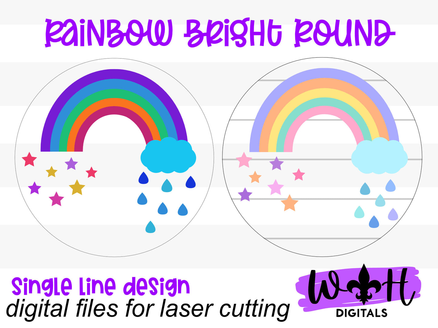 Starlight Rainbow Bright Baby Nursery Round - Sign Making Home Decor and DIY Kits - Cut File For Glowforge Lasers - Digital SVG File