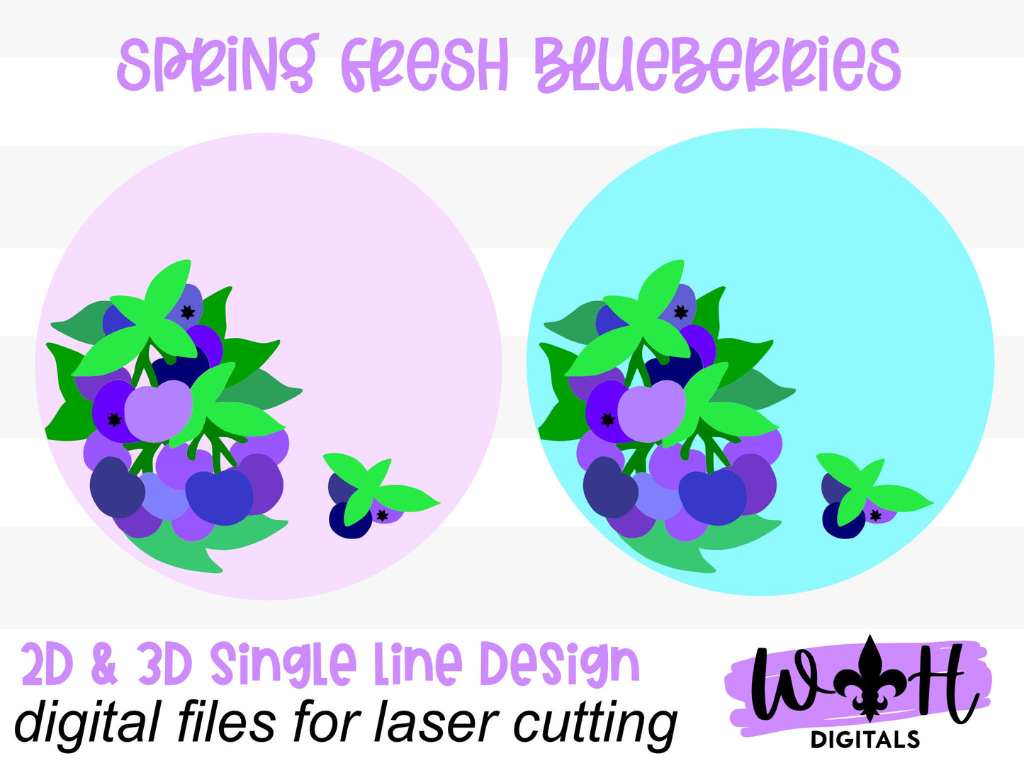 Spring Fresh Blueberries Fruit Theme Nursery and Door Hanger - Sign Making and DIY Kits - Cut File For Glowforge Lasers - Digital SVG File