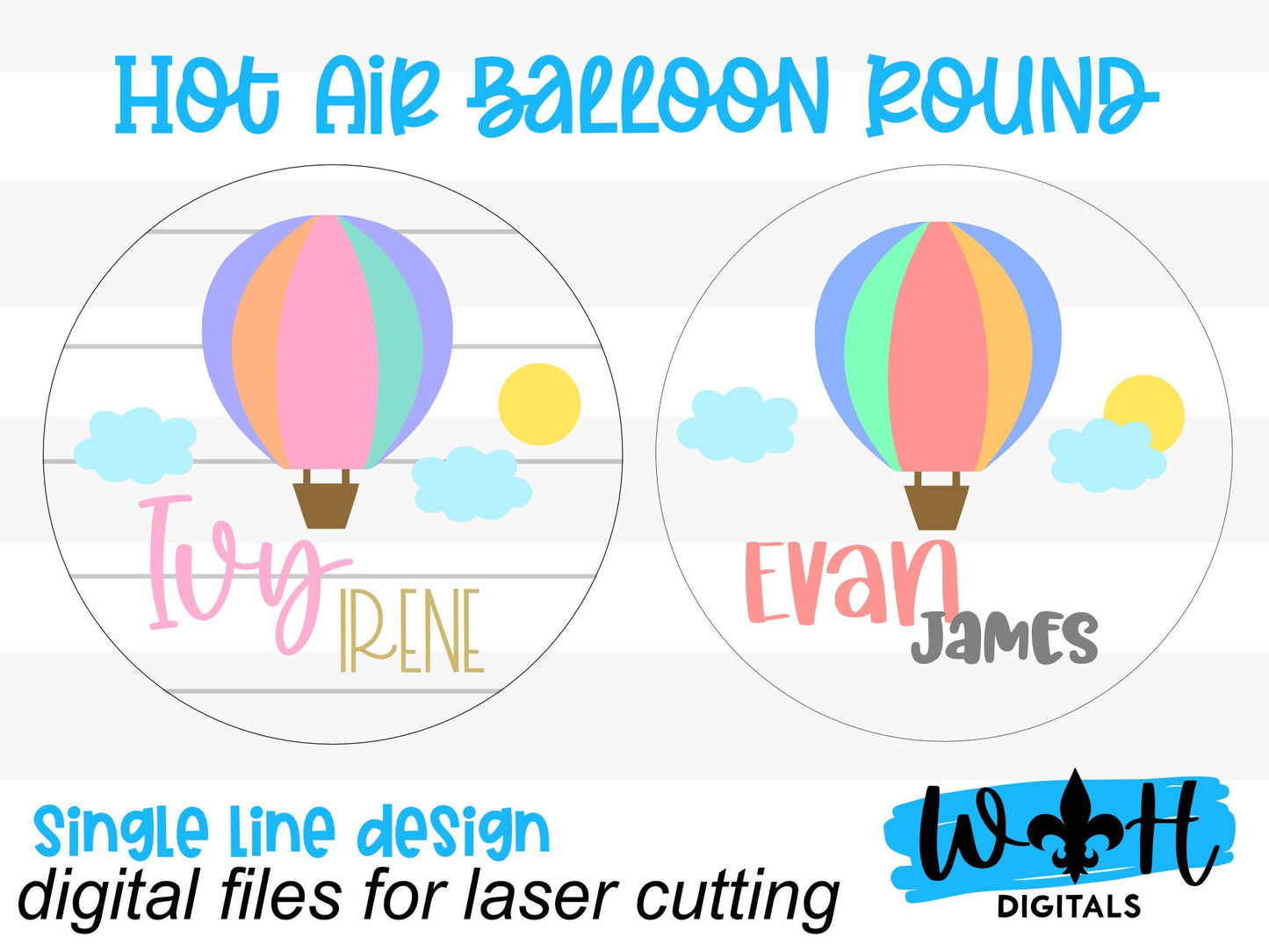 Hot Air Balloon Baby Nursery Round - Sign Making Home Decor and DIY Kits - Cut File For Glowforge Lasers - Digital SVG File