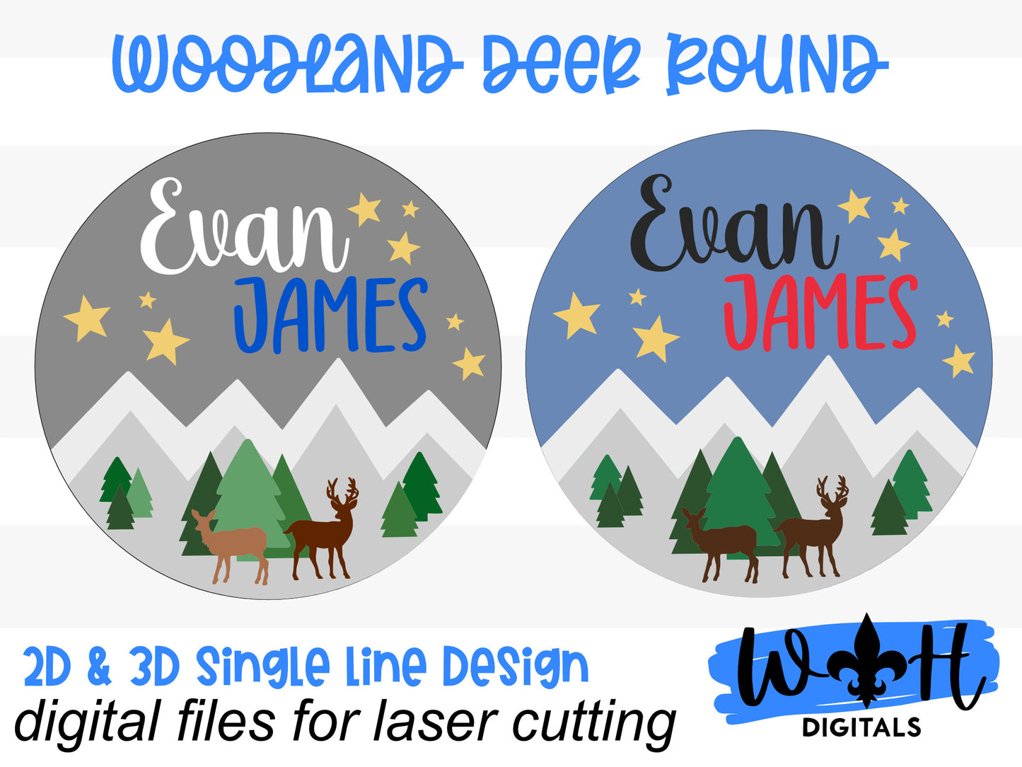 Woodland Deer Mountainscape Baby Nursery Round - Sign Making Home Decor and DIY Kits - Cut File For Glowforge Lasers - Digital SVG File