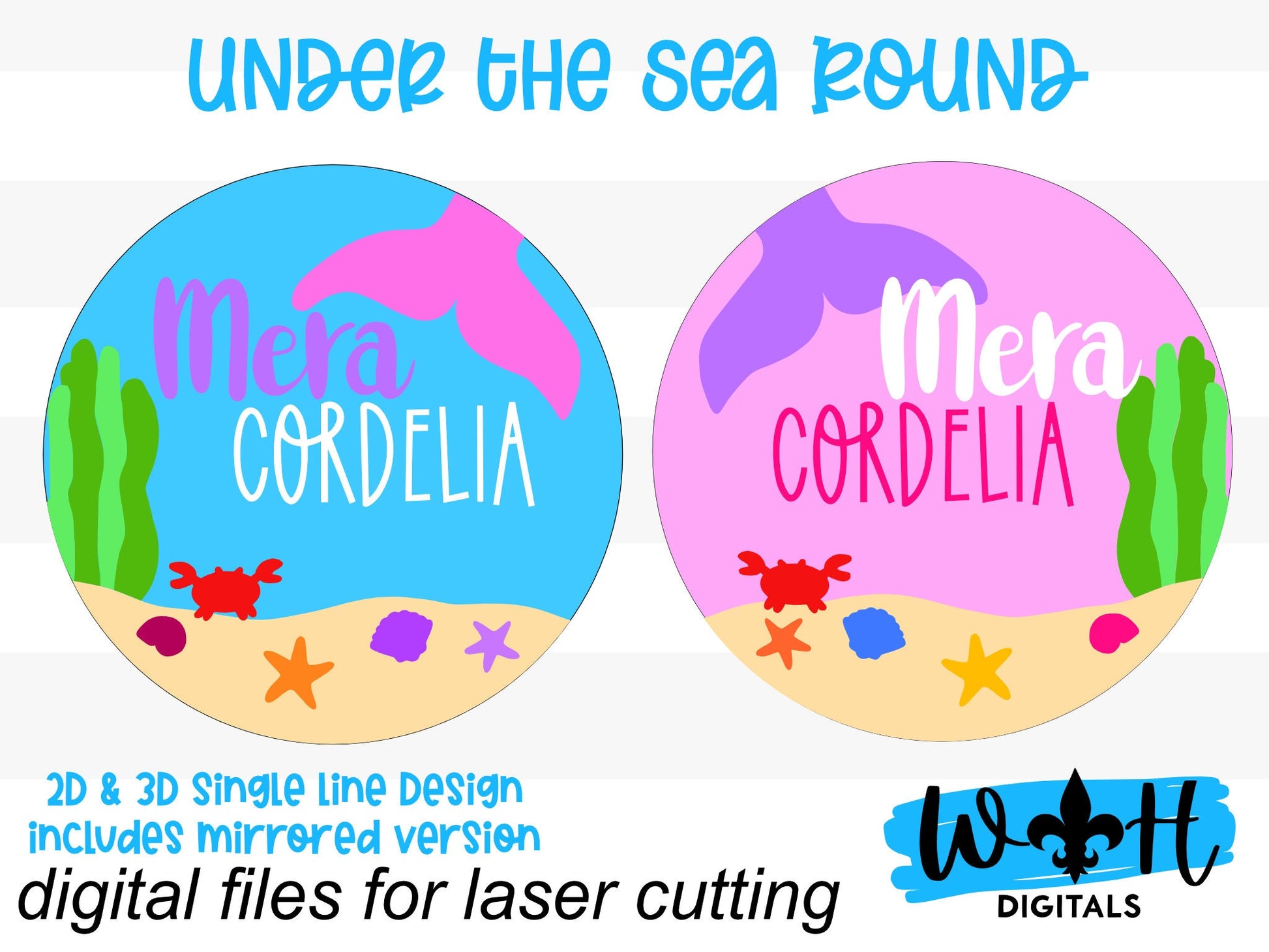 Under The Sea Mermaid Baby Girl Nursery Round - Sign Making Home Decor and DIY Kits - Cut File For Glowforge Lasers - Digital SVG File