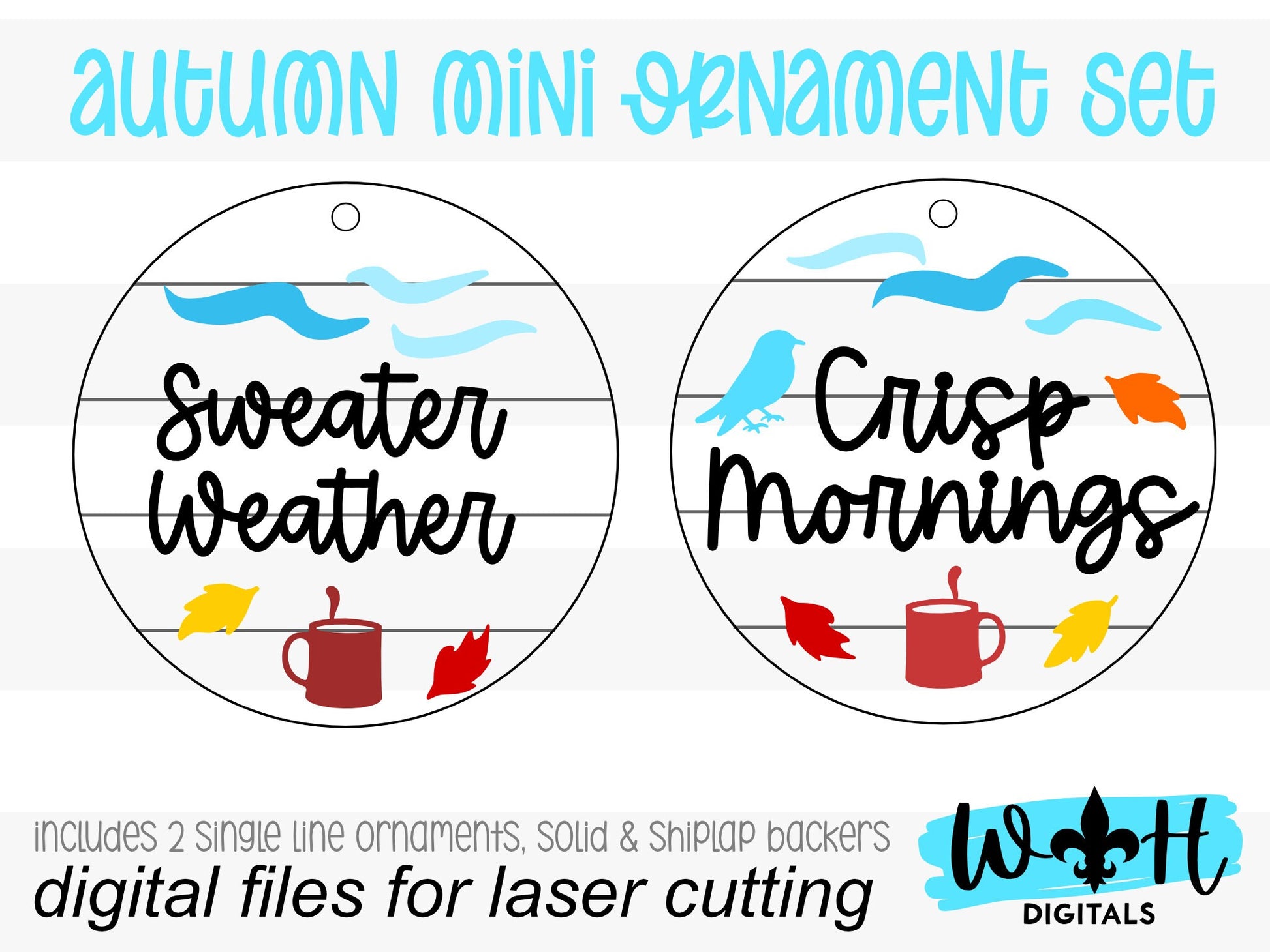 Sweater Weather and Crisp Mornings Fall Traditions Mini Ornament Set - Files for Cutting Machines and Glowforge Lasers - Digital SVG File