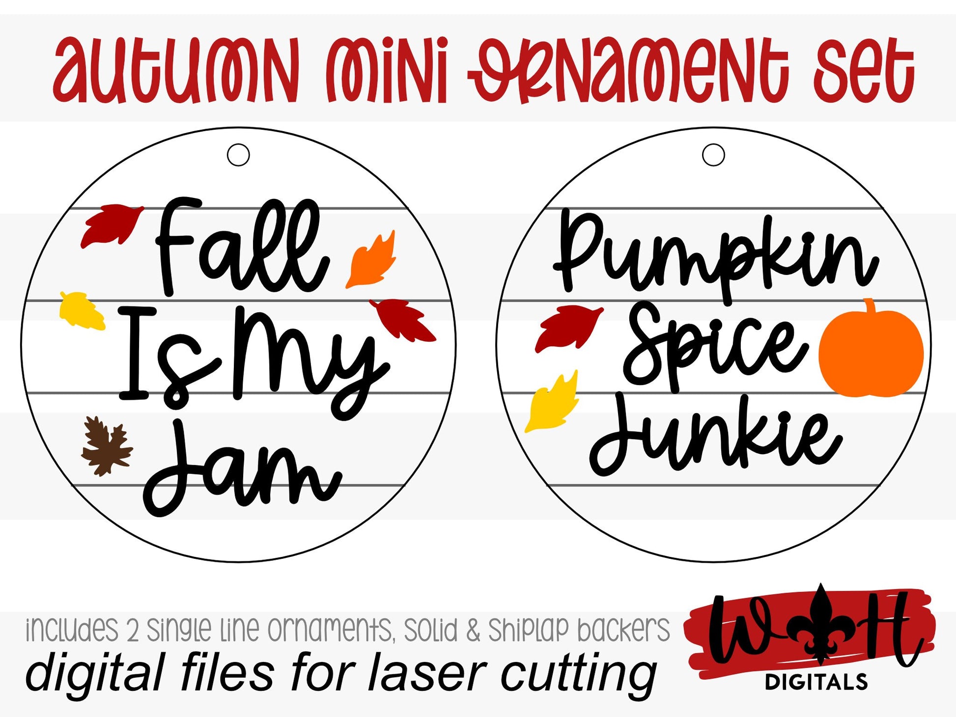Fall is My Jam Pumpkin Spice Junkie Fall Traditions Mini Ornament Set - Files for Cutting Machines and Glowforge Lasers - Digital SVG File