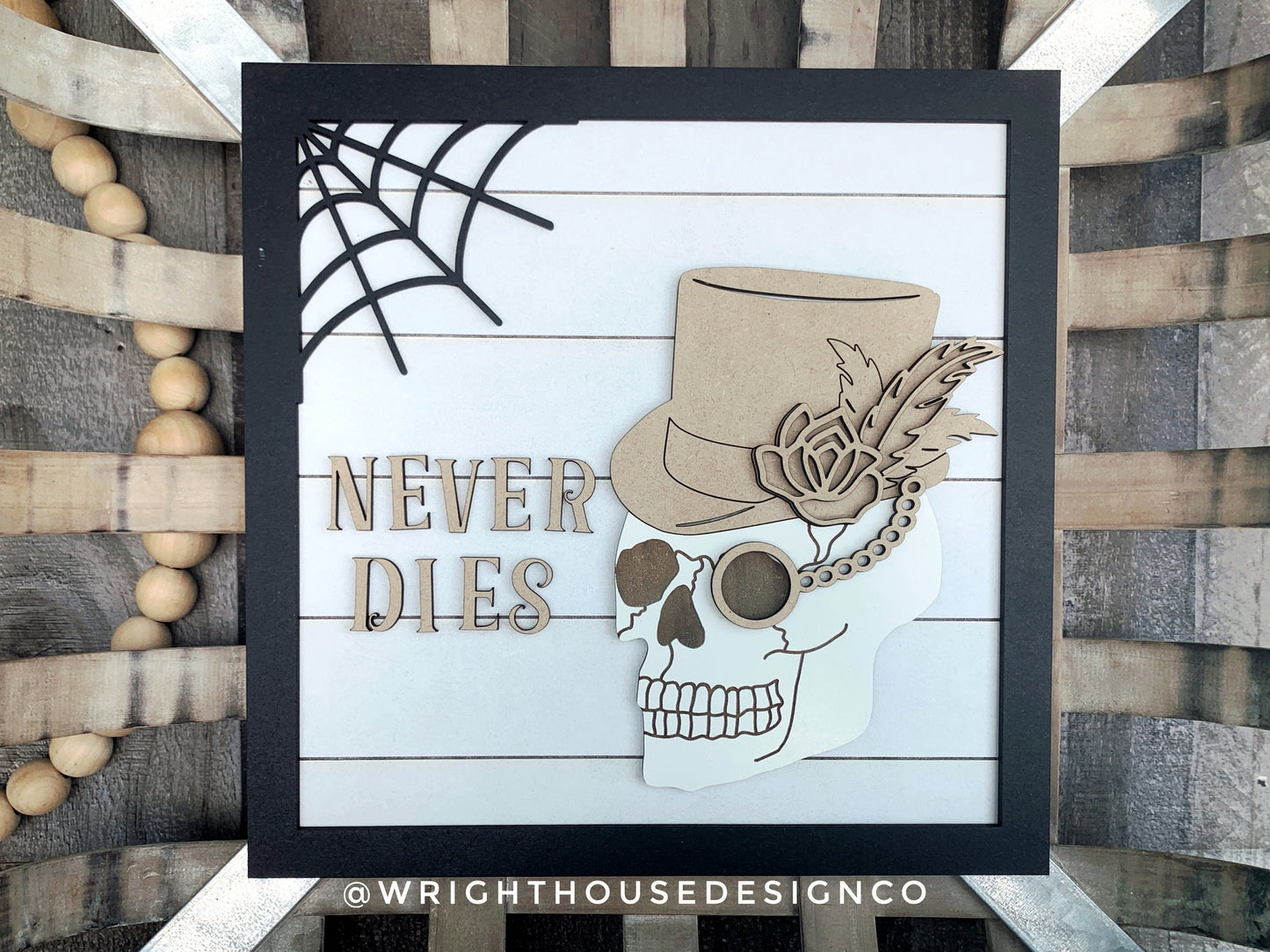 Steampunk Skulls True Love Never Dies Halloween Set - Seasonal Sign Making and DIY Kits - Cut File For Glowforge Lasers - Digital SVG File