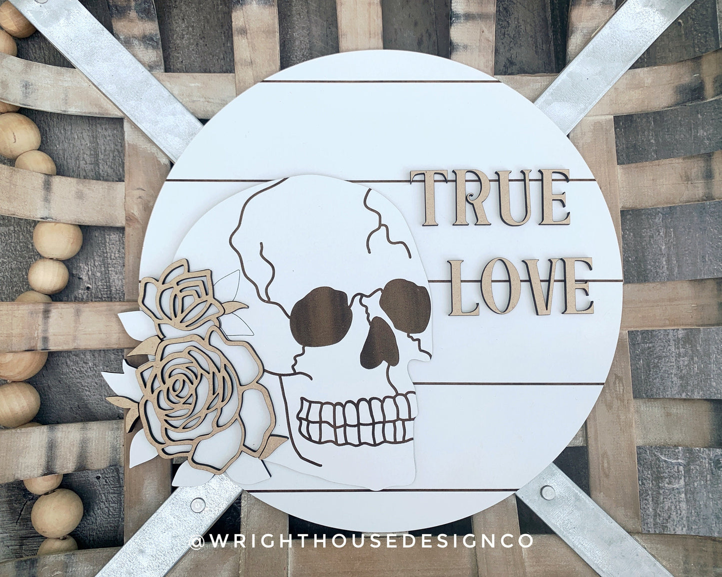 Steampunk Skulls True Love Never Dies Halloween Rounds - Seasonal Sign Making and DIY Kits - Cut File For Glowforge Laser - Digital SVG File