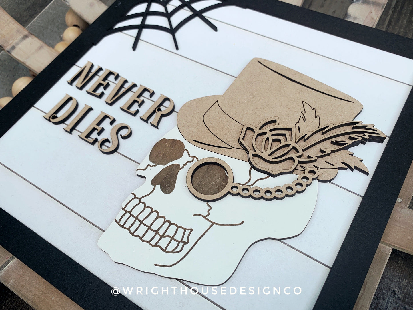 Steampunk Skulls True Love Never Dies Halloween Set - Seasonal Sign Making and DIY Kits - Cut File For Glowforge Lasers - Digital SVG File