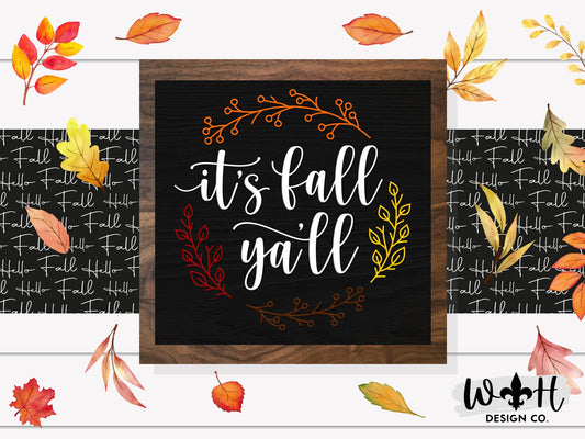 It's Fall Y'all - Wooden Coffee Bar Sign - Autumn Cottagecore Home and Kitchen Decor - Console Table Decor - Seasonal Fall Framed Wall Art