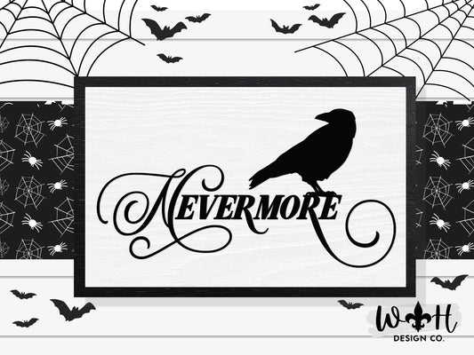 Quoth The Raven Nevermore - Halloween Witchy Home Decor - Seasonal Gothic Coffee Bar Sign - Dark Academia - Handcrafted Framed Goth Wall Art