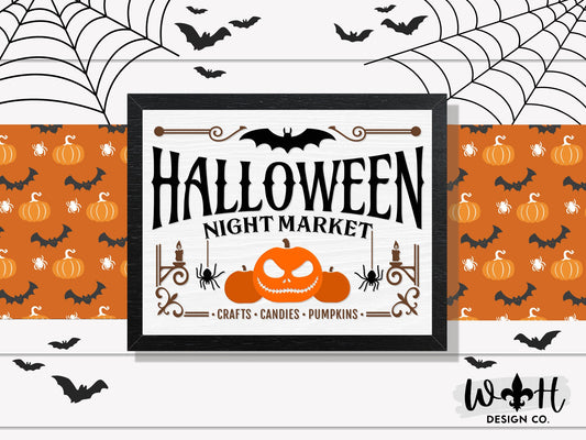 Halloween Night Market - Witchy Wall Sign - Seasonal Coffee Bar Sign - Cottagecore Pumpkin Decor - Dark Academia Room Decor - Goth Wall Art