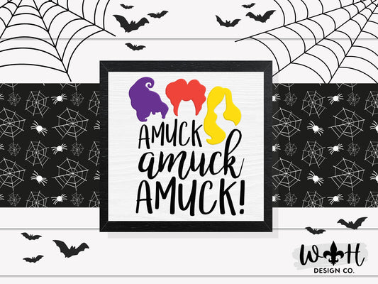 Amuck Amuck Amuck - Halloween Coffee Bar Sign - Hocus Pocus Wall Art - Witchy Room Decor - Dark Cottagecore Seasonal Home and Kitchen Decor