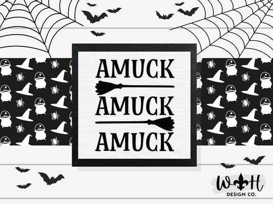 Amuck Amuck Amuck - Halloween Console Table Decor - Coffee Bar Sign - Witchy Room Decor - Dark Cottagecore - Seasonal Home and Kitchen Decor