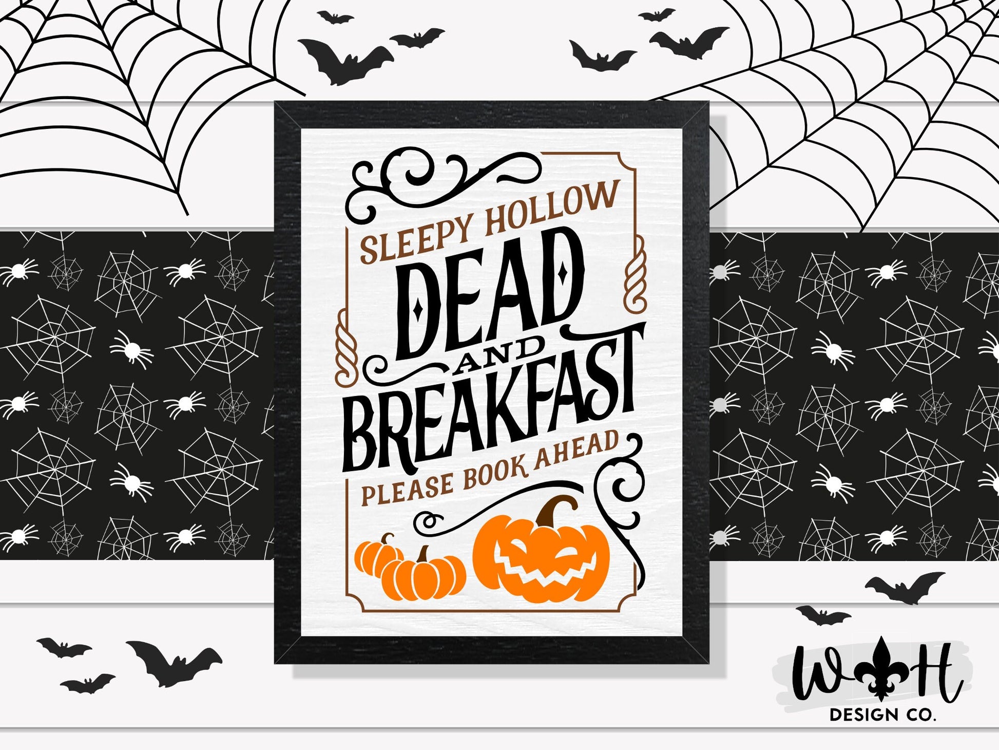 Sleepy Hollow Dead and Breakfast - Witchy Wall Sign - Halloween Pumpkin Coffee Bar Sign - Dark Academia Home Decor - Seasonal Goth Wall Art