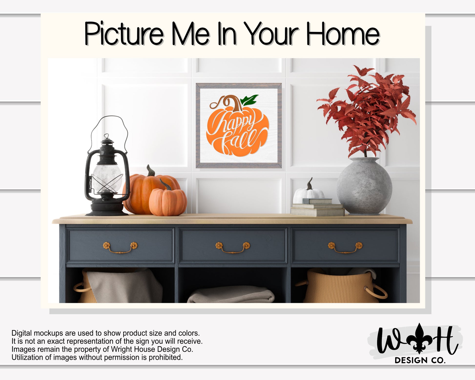 Happy Fall - Pumpkin Season - Wooden Coffee Bar Sign - Autumn Cottagecore - Home and Kitchen Decor - Console Table Decor - Framed Wall Art