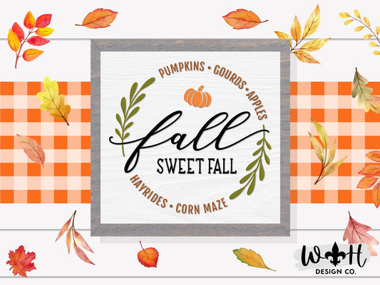 Fall Sweet Fall - Wooden Coffee Bar Sign - Autumn Cottagecore - Country Farmhouse Home Decor - Entry Table Decor - Seasonal Framed Wall Art