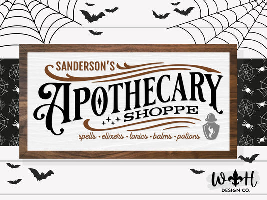 Sanderson’s Apothecary Shop - Halloween Witchy Wall Sign - Wooden Coffee Bar Sign - Dark Academia - Cottagcore Home Decor - Goth Wall Art