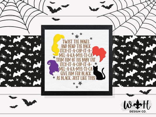 Twist The Bones and Bend the Back Spell - Halloween Coffee Bar Sign - Hocus Pocus Wall Art - Witchy Cottagecore Home and Kitchen Decor