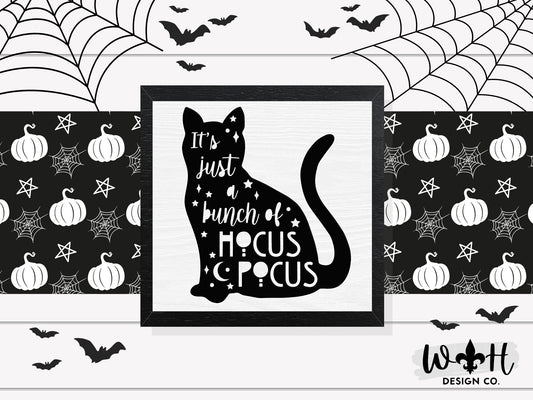 Thackery Binx A Bunch of Hocus Pocus - Halloween Coffee Bar Sign - Black Cat Wall Art - Witchy Room Decor - Seasonal Console Table Decor