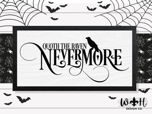 Edgar Allen Poe Quoth The Raven Nevermore - Halloween Witchy Home Decor - Kitchen Witch Coffee Bar Sign - Dark Academia Framed Goth Wall Art