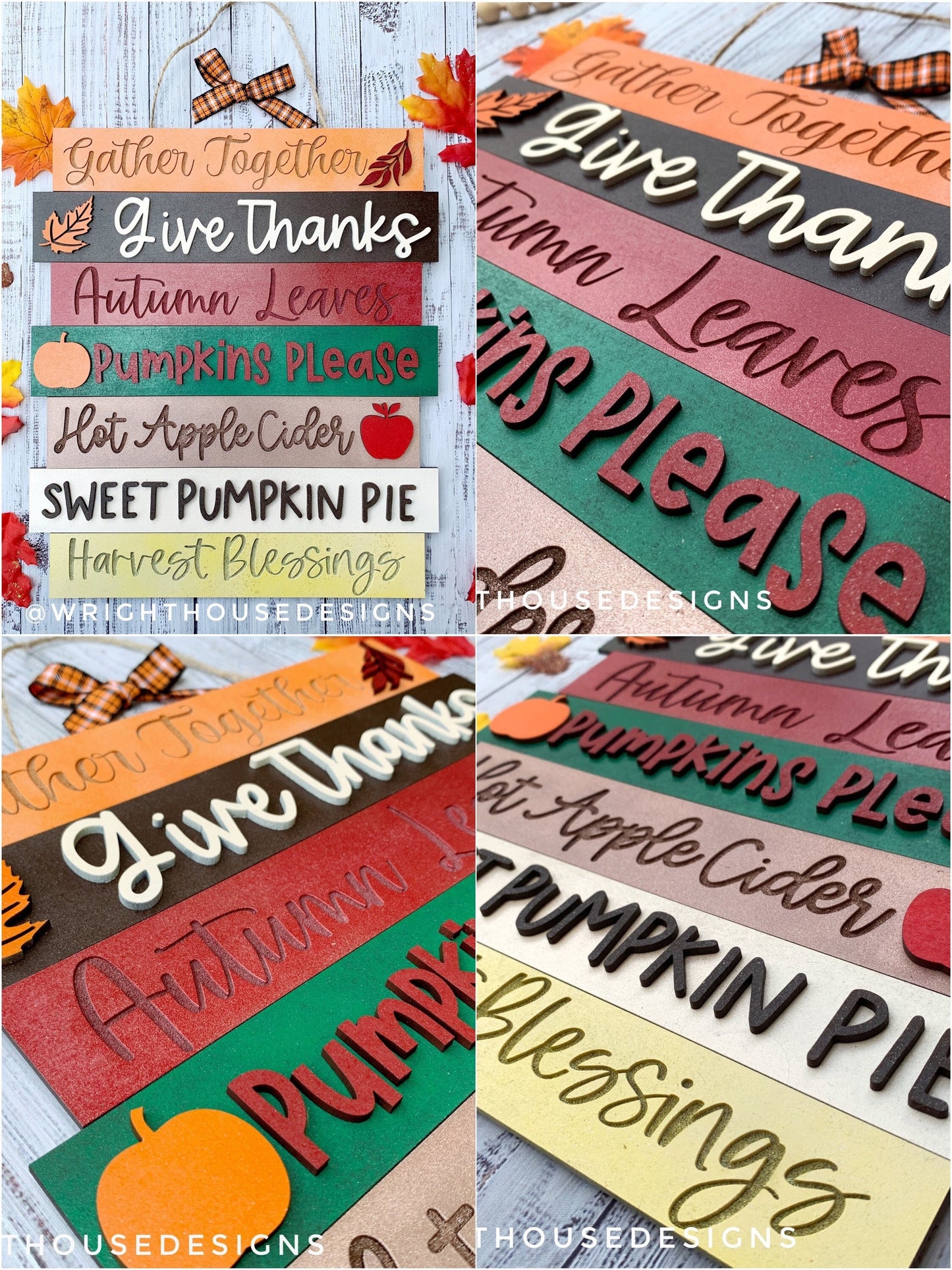Gather Together Thanksgiving Bucket List Stacked Sign - Seasonal Wall Decor and DIY Kits - Cut File For Glowforge Lasers - Digital SVG File