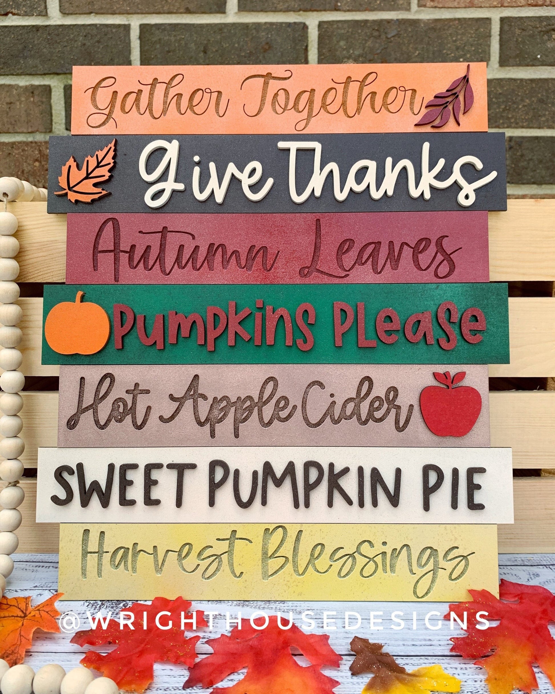 Gather Together Thanksgiving Bucket List Stacked Sign - Seasonal Wall Decor and DIY Kits - Cut File For Glowforge Lasers - Digital SVG File