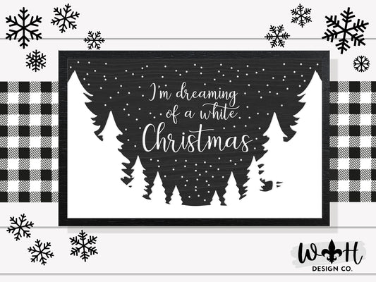 Dreaming of A White Christmas - Coffee Bar Sign - Seasonal Home and Kitchen Decor - Handcrafted Wooden Framed Wall Art - Holiday Decorations