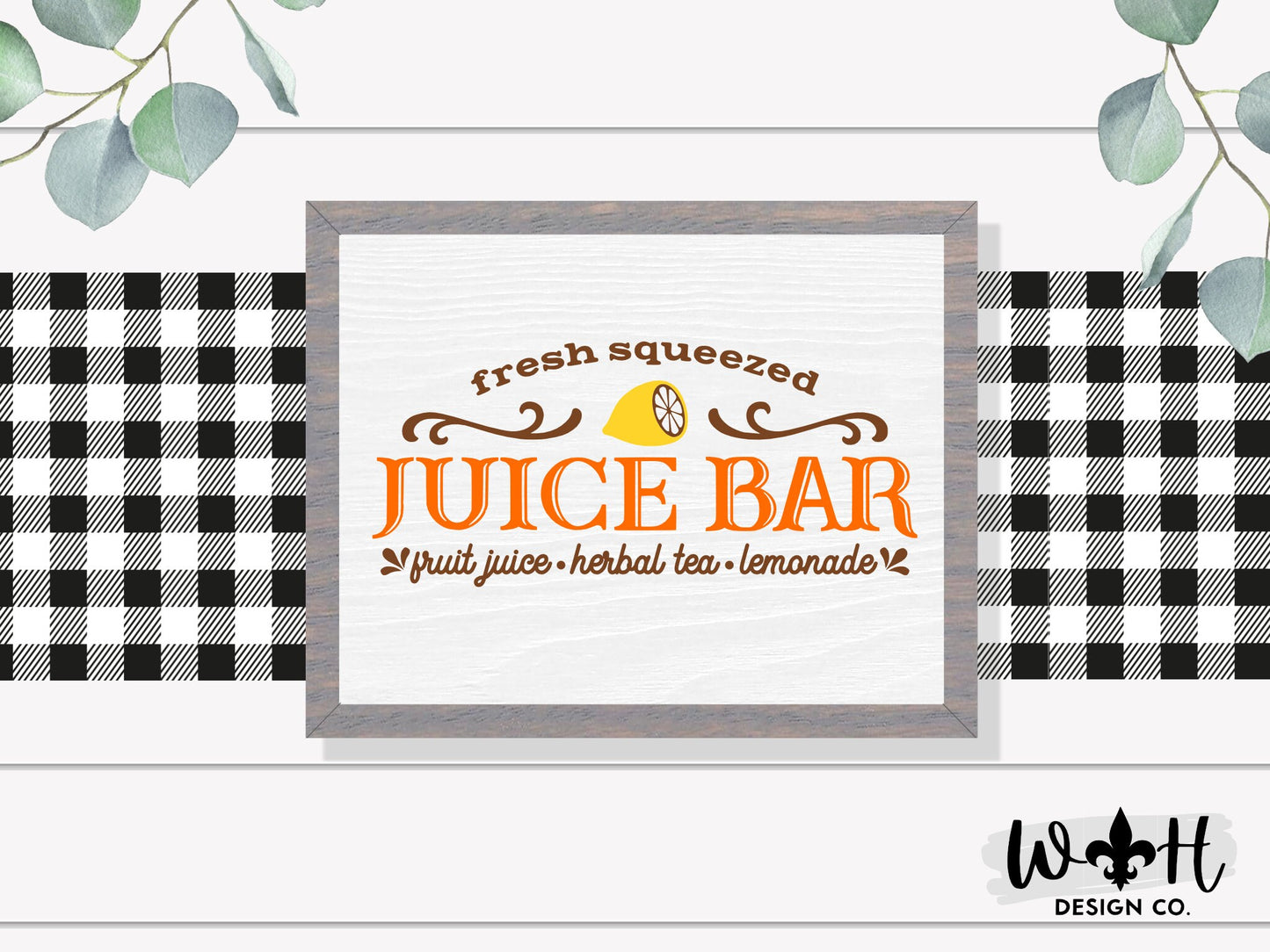 Fresh Squeezed Juice Bar - Spring Coffee Bar Sign - Seasonal Farmhouse Home and Kitchen Decor - Handcrafted Wooden Framed Wall Art
