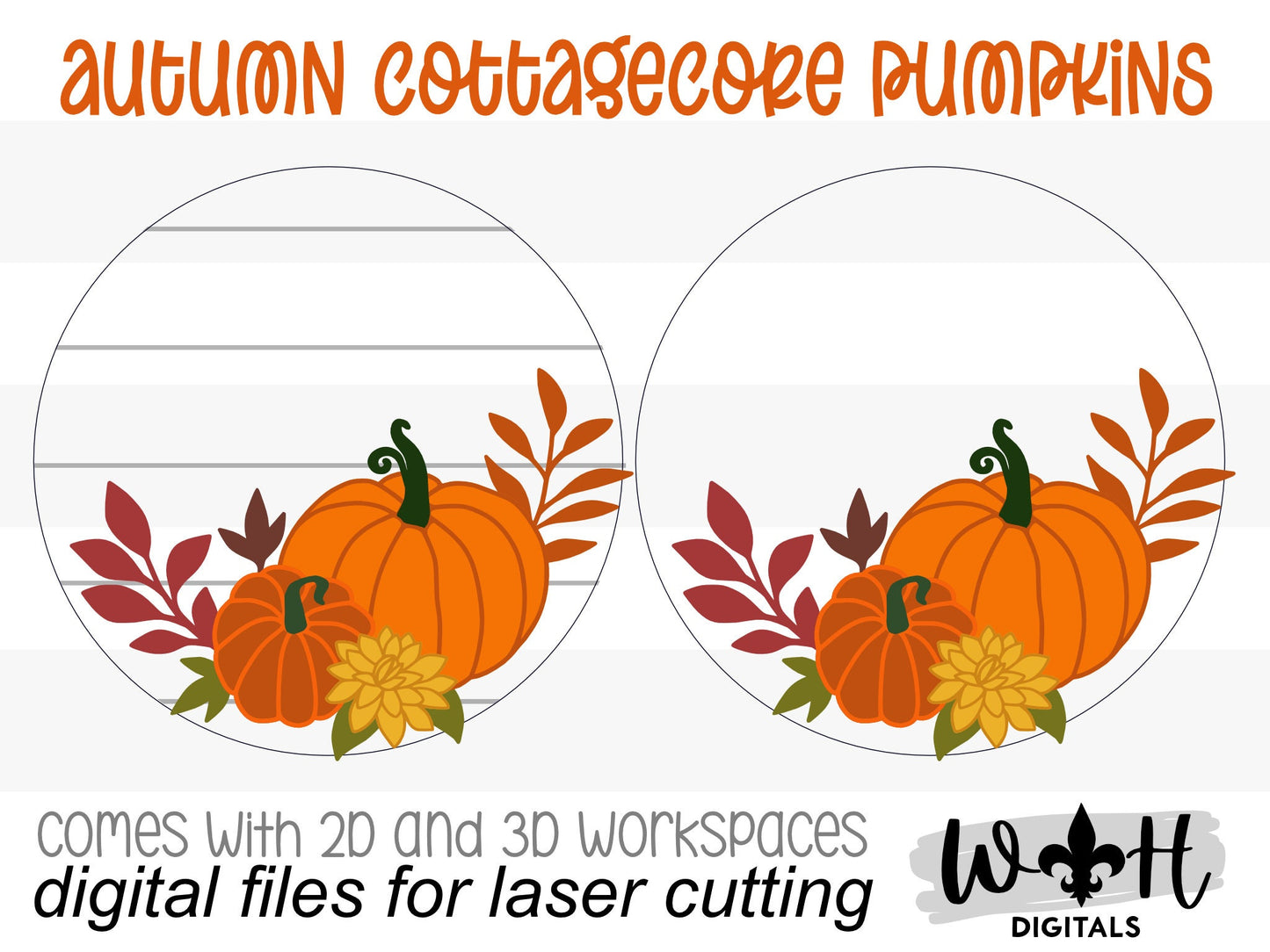 Autumn Cottagecore Pumpkins Festive Fall Door Hanger - Files for Sign Making - Laser Cut SVG Files For Glowforge C02 Lasers - Digital File