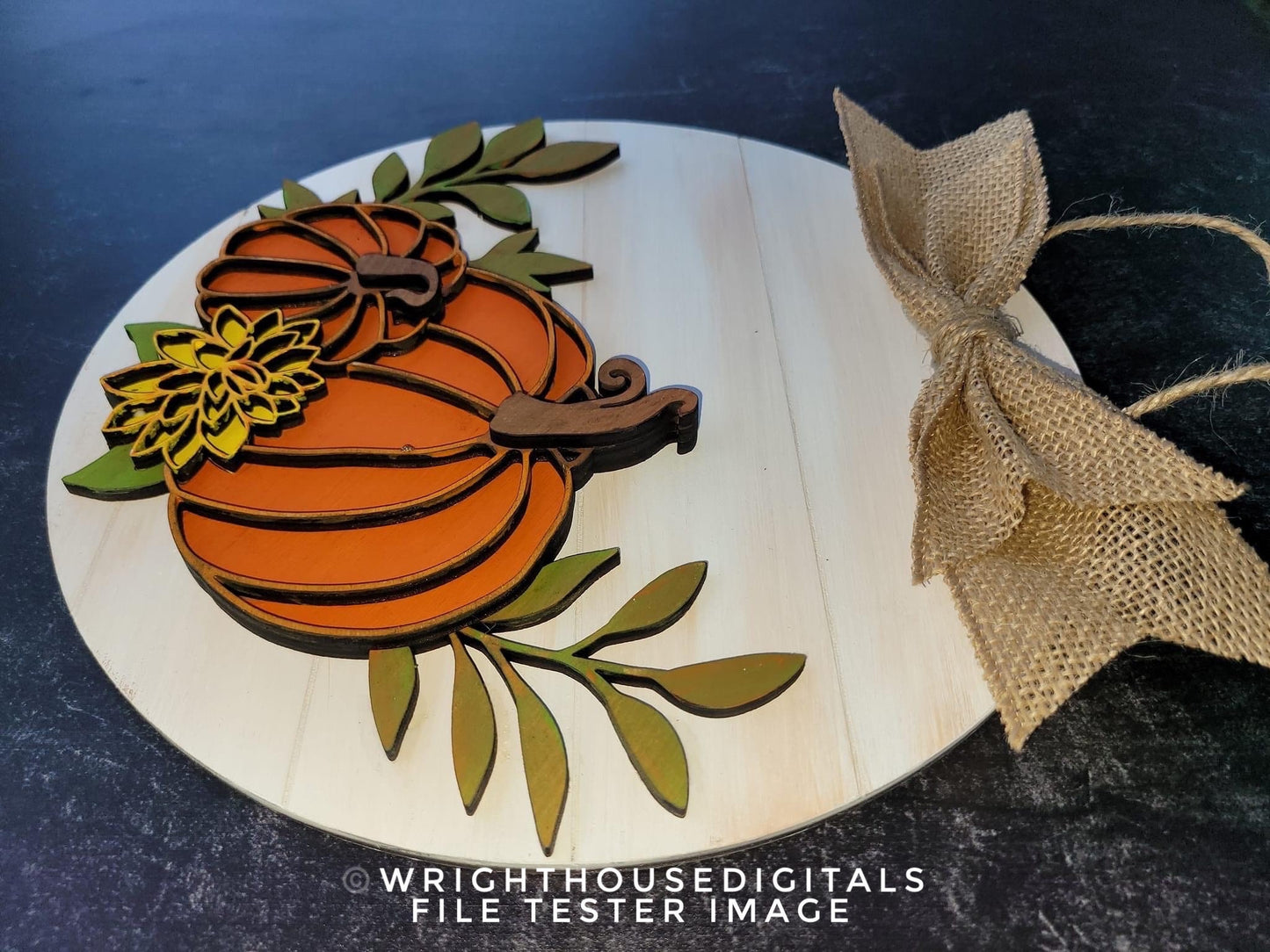 Autumn Cottagecore Pumpkins Festive Fall Door Hanger - Files for Sign Making - Laser Cut SVG Files For Glowforge C02 Lasers - Digital File