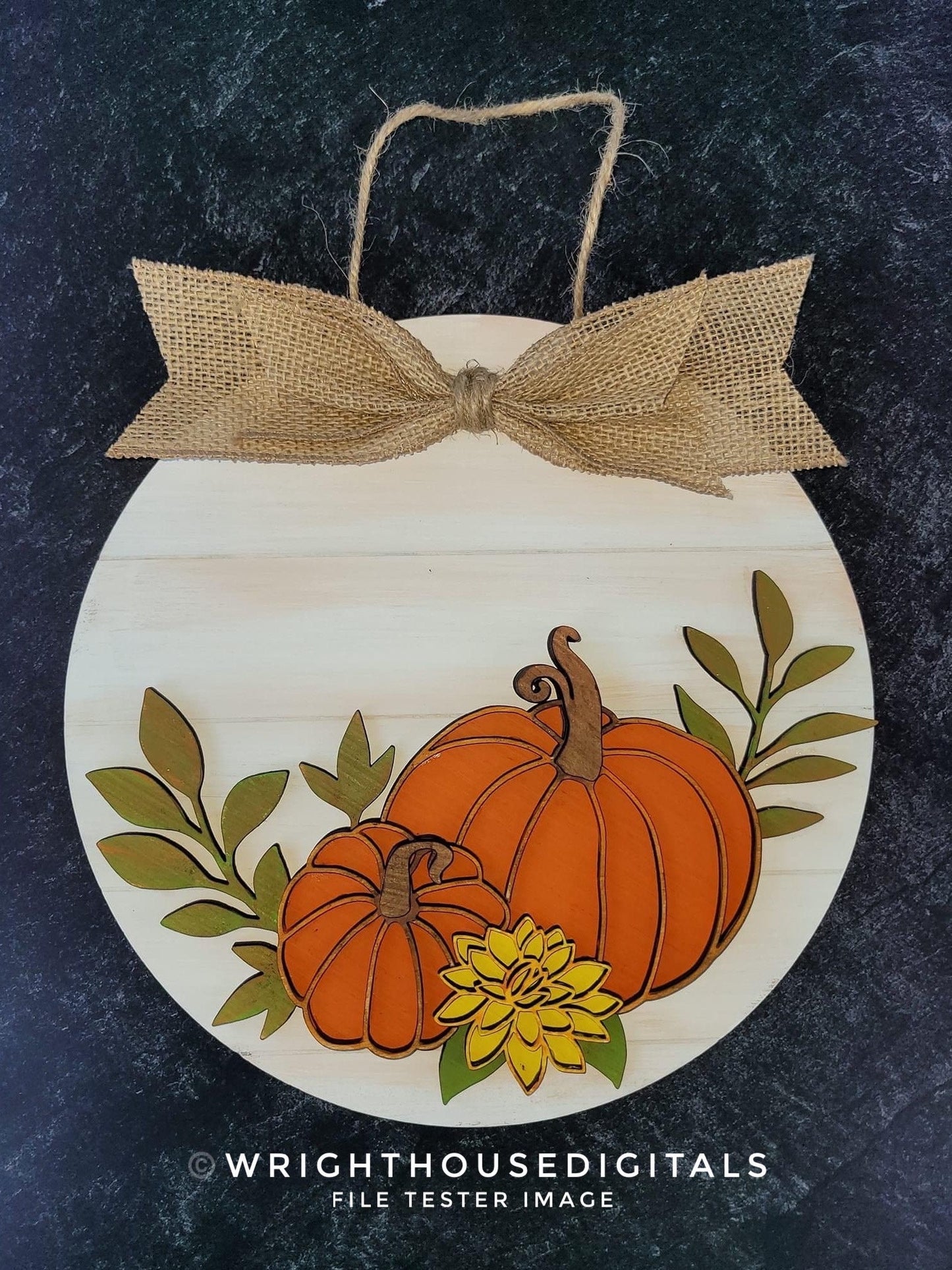 Autumn Cottagecore Pumpkins Festive Fall Door Hanger - Files for Sign Making - Laser Cut SVG Files For Glowforge C02 Lasers - Digital File