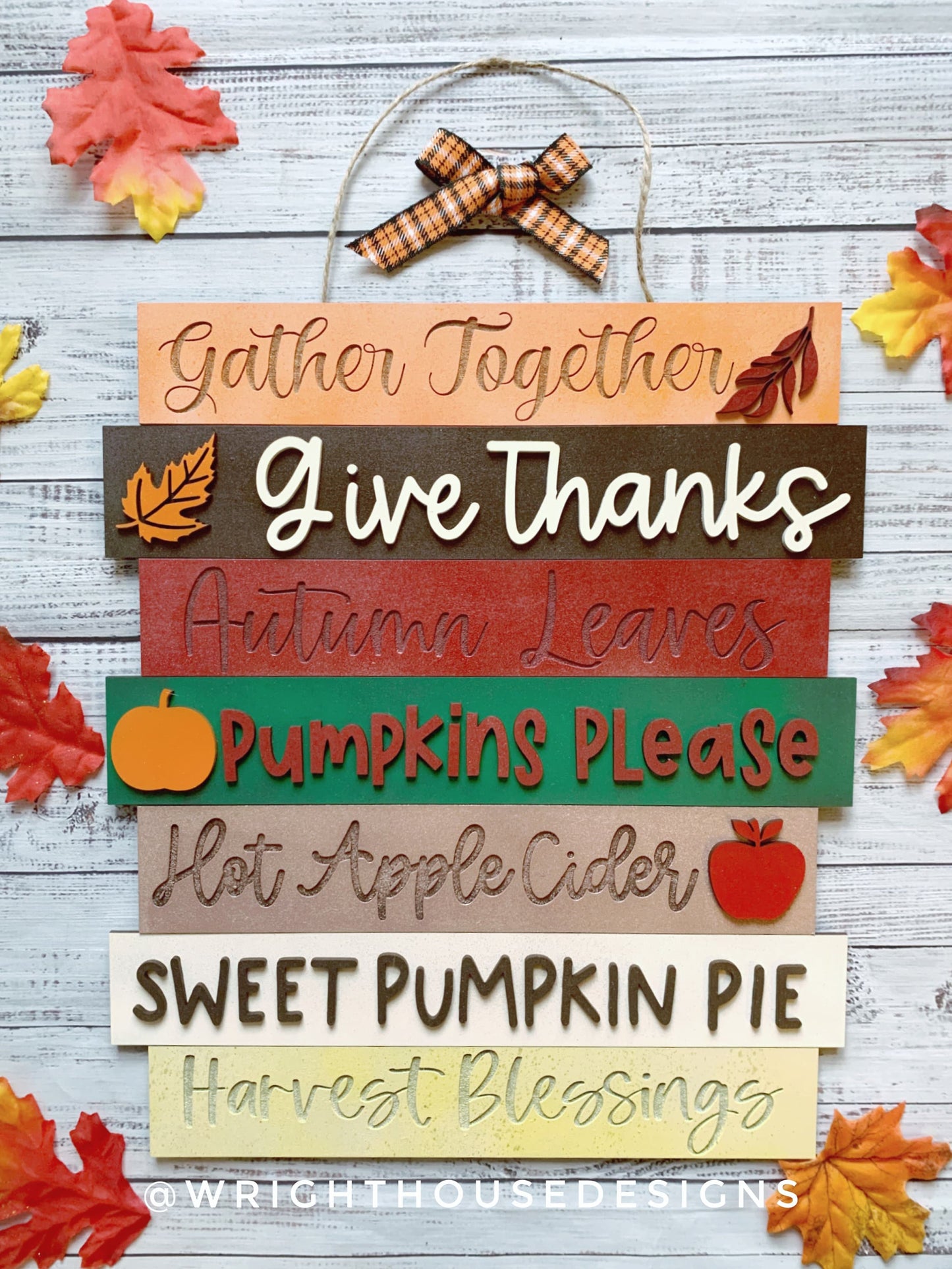 Gather Together Thanksgiving Bucket List Stacked Sign - Seasonal Wall Decor and DIY Kits - Cut File For Glowforge Lasers - Digital SVG File