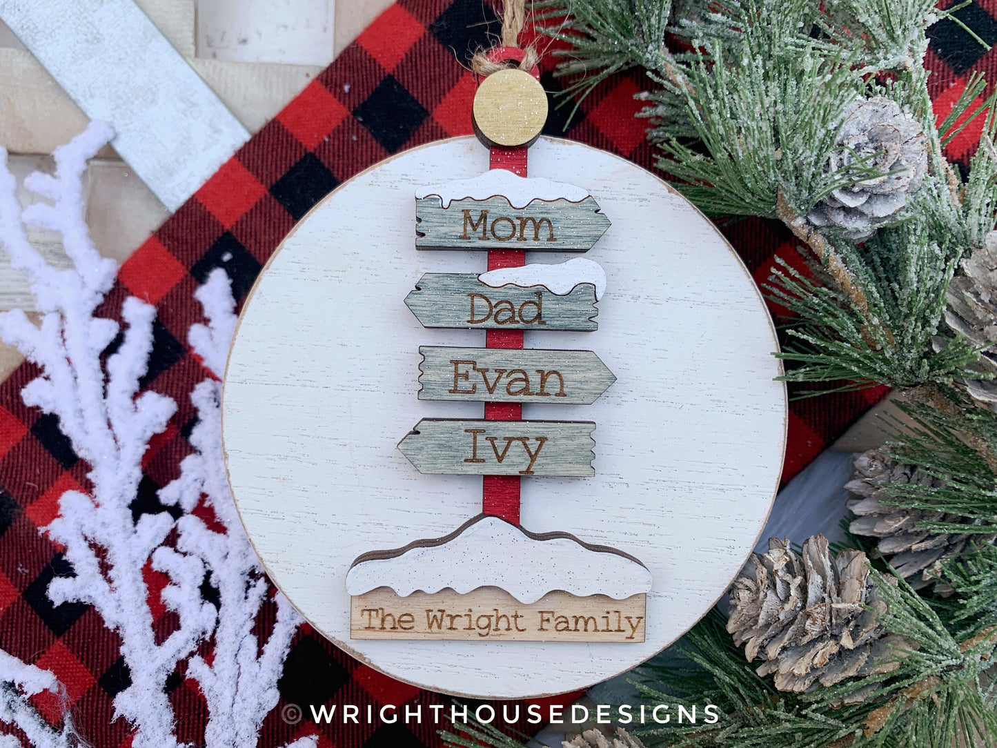 The North Pole Sign Post Bundle - Personalizable Family Name Ornaments and Stocking Tags - Cut File For Glowforge Lasers - Digital SVG File
