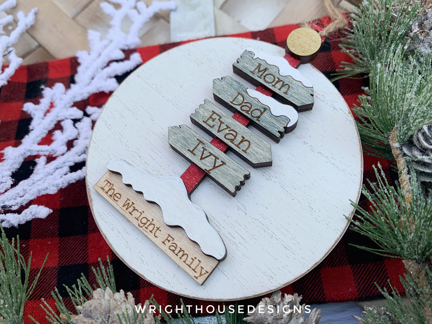 The North Pole Sign Post Bundle - Personalizable Family Name Ornaments and Stocking Tags - Cut File For Glowforge Lasers - Digital SVG File