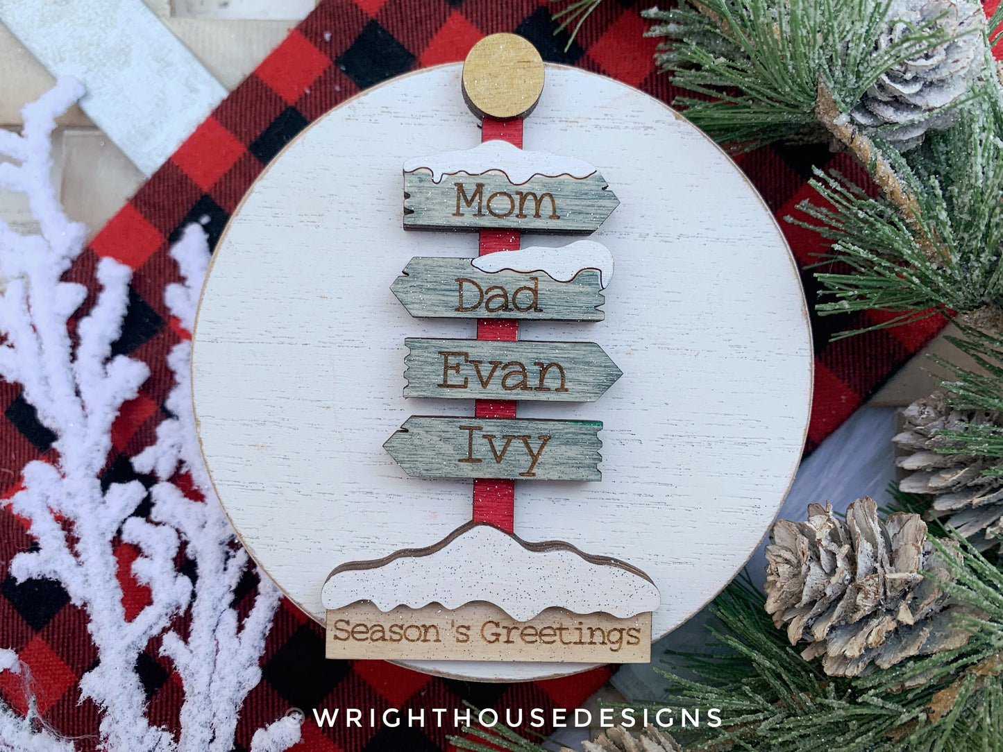 The North Pole Sign Post Bundle - Personalizable Family Name Ornaments and Stocking Tags - Cut File For Glowforge Lasers - Digital SVG File