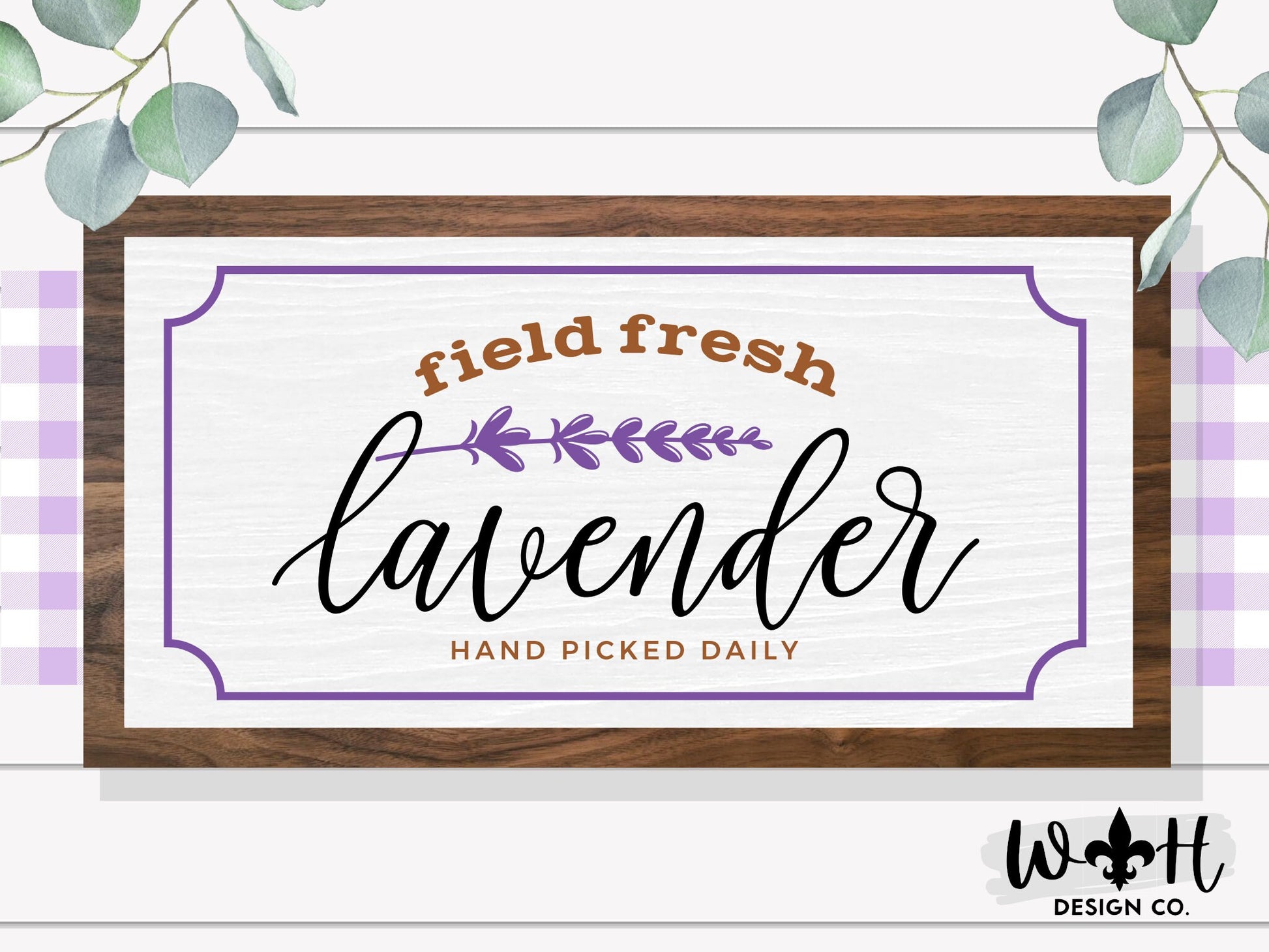 Field Fresh Lavender - Herb Garden - Spring Coffee Bar Sign - Seasonal Farmhouse Home and Kitchen Decor - Handcrafted Wooden Framed Wall Art
