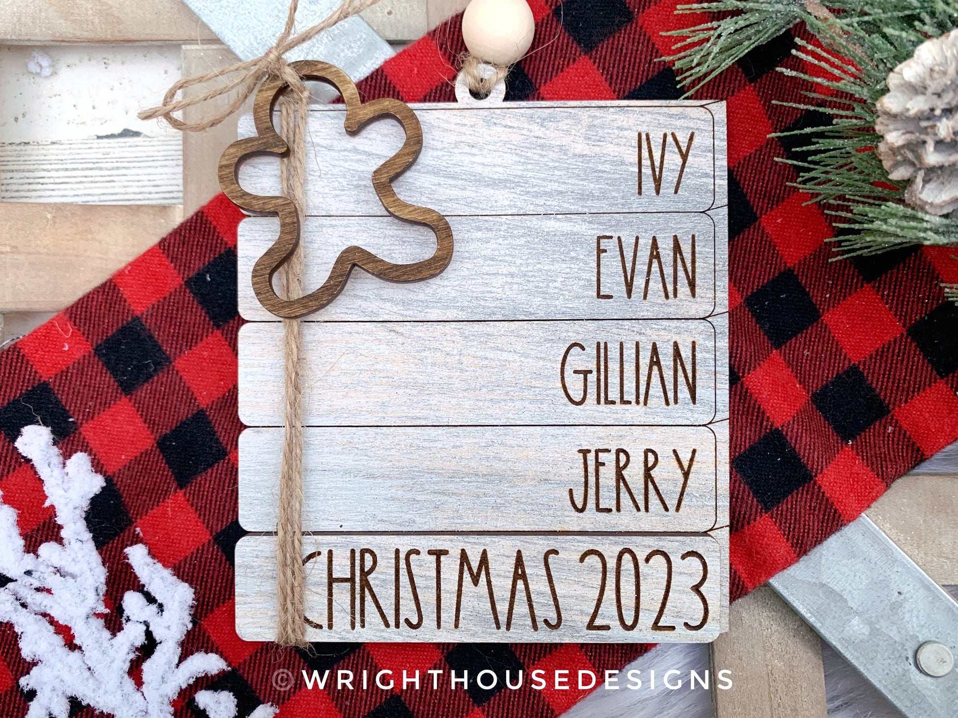 Custom Bookstack Ornaments - Personalizable Family Name Ornaments and Stocking Tags - Cut File For Glowforge Lasers - Digital SVG File