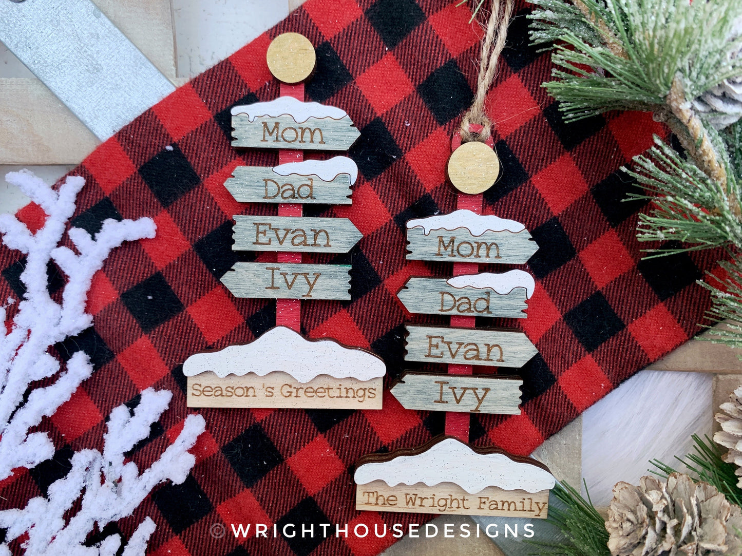 The North Pole Sign Post Bundle - Personalizable Family Name Ornaments and Stocking Tags - Cut File For Glowforge Lasers - Digital SVG File