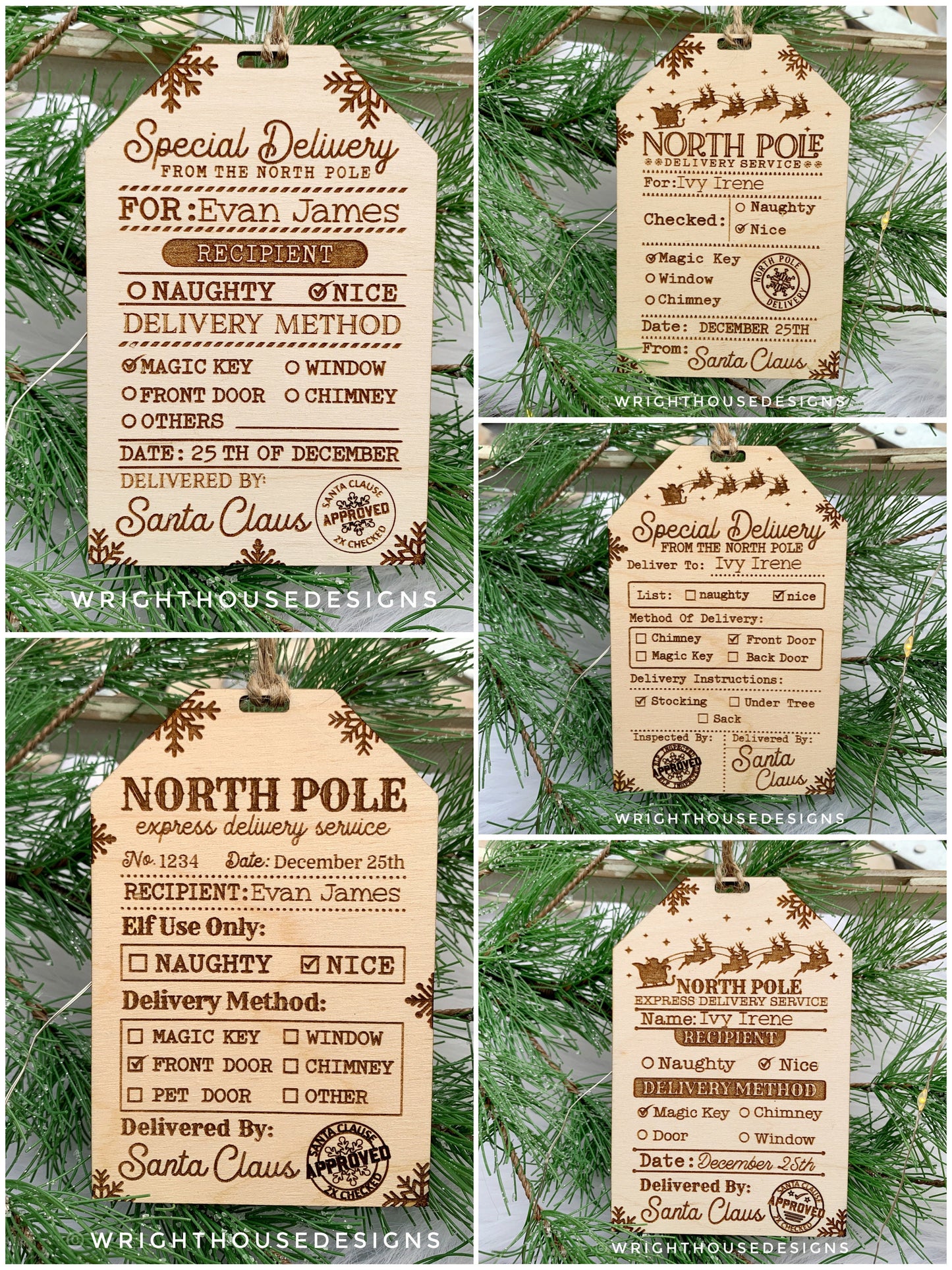 Christmas Santa Delivery Gift Tags Bundle - Personalizable Engraved Stocking Stuffers - Cut File For Glowforge Lasers - Digital SVG File