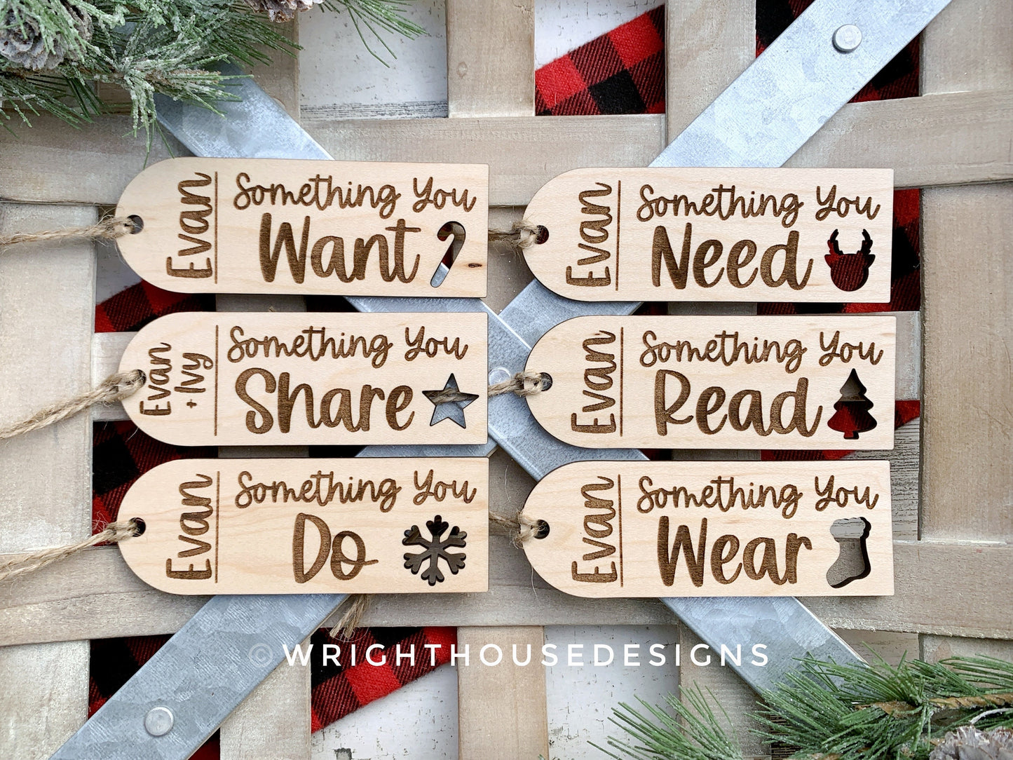 Something You Want Need Wear Read Christmas Gift Tags - Personalizable Generic Engraved Stocking Tag Bundle - Digital SVG File For Glowforge